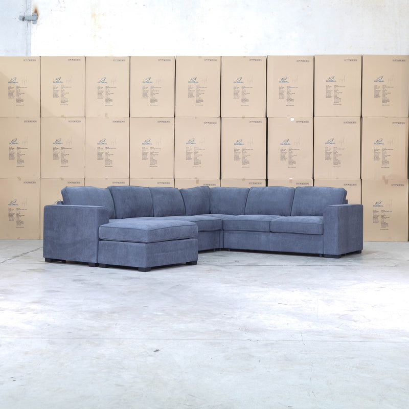 Ashton Modular Corner Chaise Lounge with Sofa Bed - Licorice