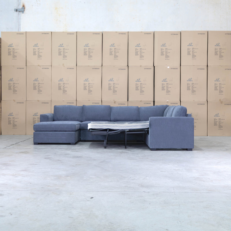 Ashton Modular Corner Chaise Lounge with Sofa Bed - Licorice
