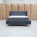 Aspen Queen Upholstered Bed - Charcoal - Warehouse Furniture Clearance