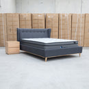 Aspen Queen Upholstered Bed - Charcoal - Warehouse Furniture Clearance