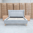 Aspen Queen Upholstered Bed - Light Grey - Warehouse Furniture Clearance