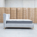 The Aspen Double Upholstered Bed - Light Grey available to purchase from Warehouse Furniture Clearance at our next sale event.