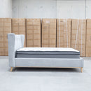 Aspen Queen Upholstered Bed - Light Grey - Warehouse Furniture Clearance