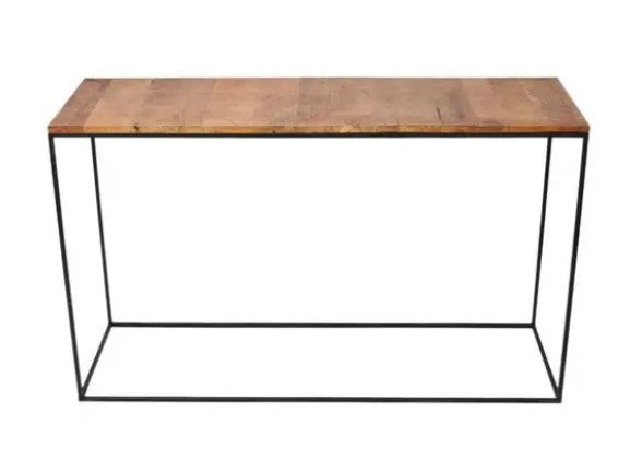 The Ava Rectangular Console Table with Mango Wood Top and Iron Legs - Natural/Black - GF64 - Available In-Store Only available to purchase from Warehouse Furniture Clearance at our next sale event.
