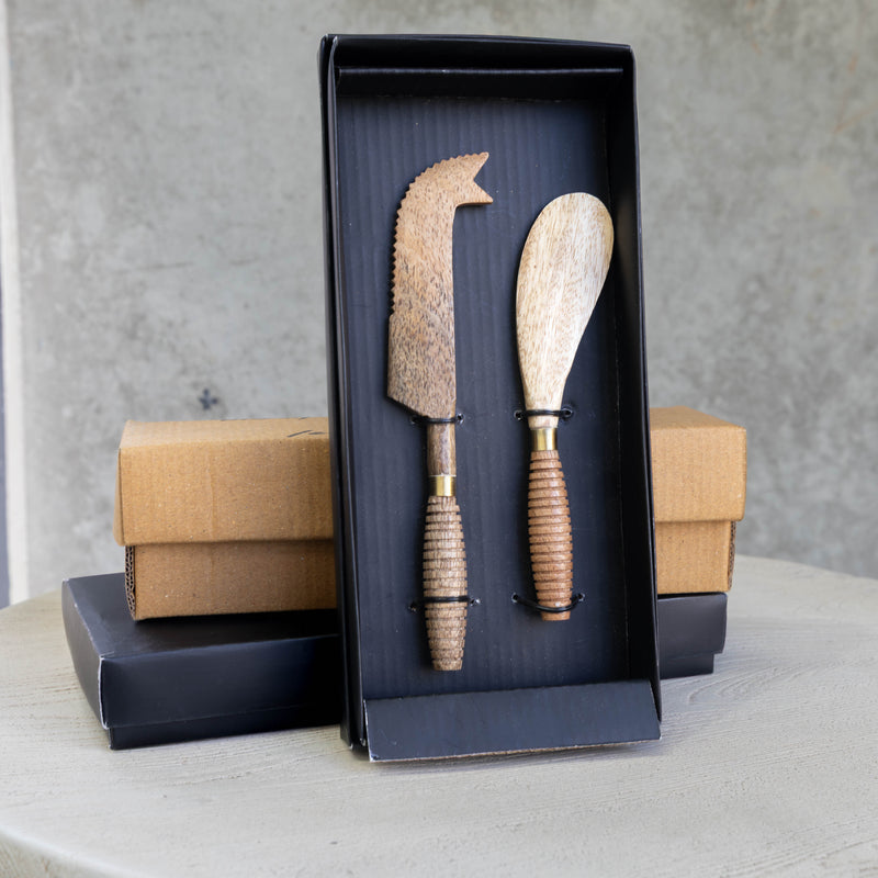 Ribbed Wooden Pate & Cheese Knife   - Natural - BA06 - Available In-Store Only - Warehouse Furniture Clearance