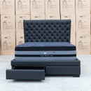 The Macon Queen Fabric Storage Bed - Deluxe Grey - In-store purchase only available to purchase from Warehouse Furniture Clearance at our next sale event.