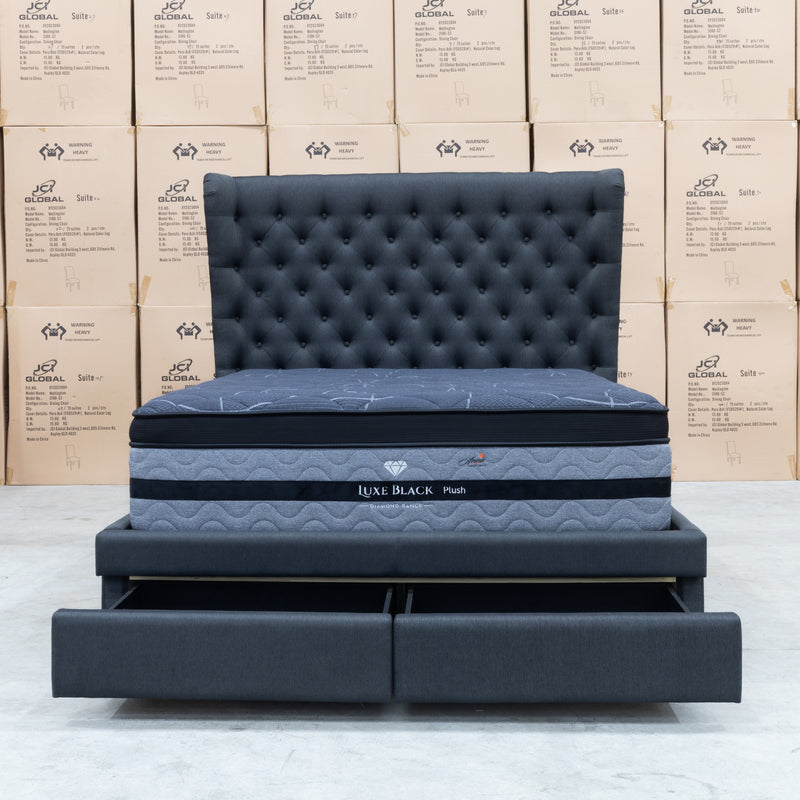 The Macon Queen Fabric Storage Bed - Deluxe Grey - In-store purchase only available to purchase from Warehouse Furniture Clearance at our next sale event.