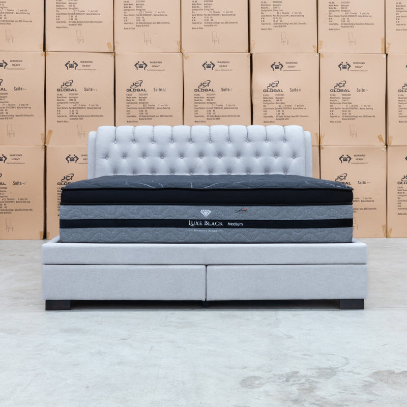 The Barslow King Fabric Storage Bed - Light Grey - In-store purchase only available to purchase from Warehouse Furniture Clearance at our next sale event.