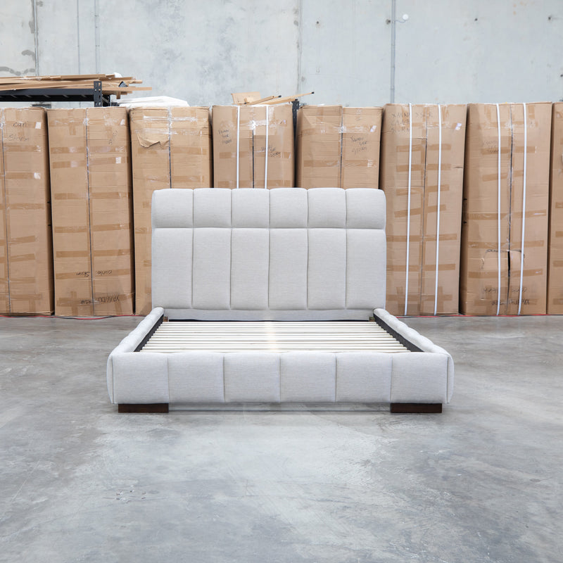 The Bailey King Upholstered Bed - Oat White