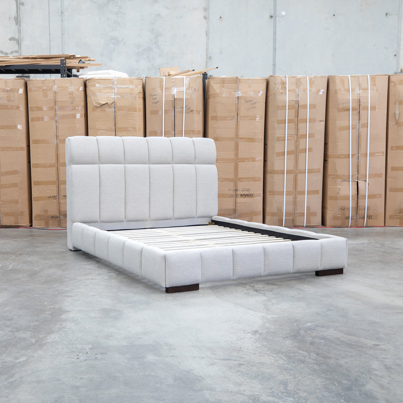 The Bailey Queen Upholstered Bed - Oat White