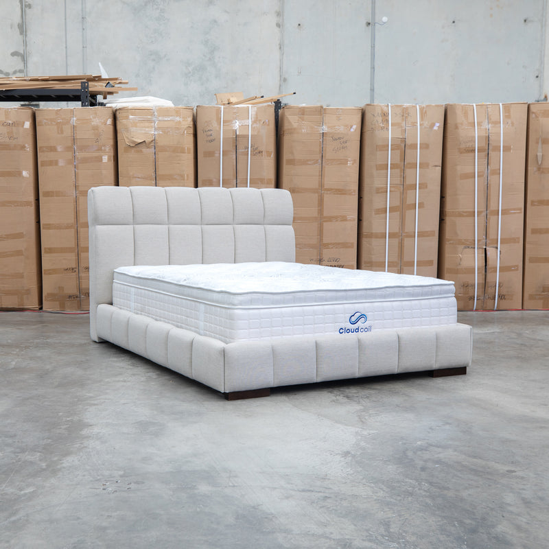 The Bailey King Upholstered Bed - Oat White