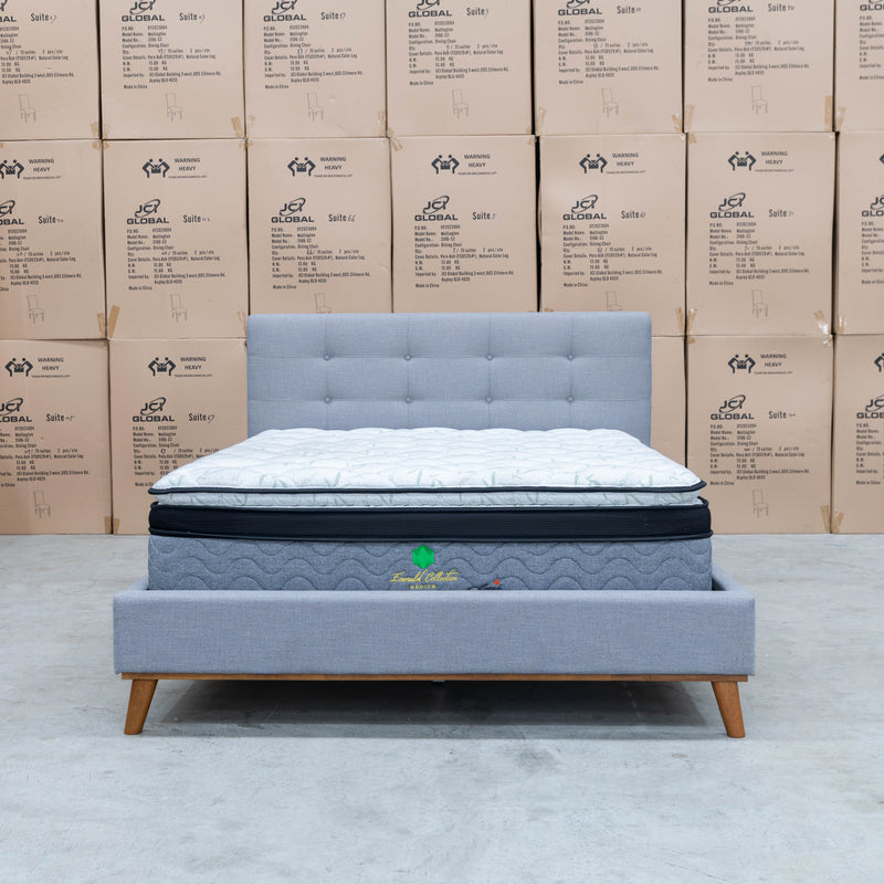 The Bailey Queen Upholstered Bed - Grey available to purchase from Warehouse Furniture Clearance at our next sale event.