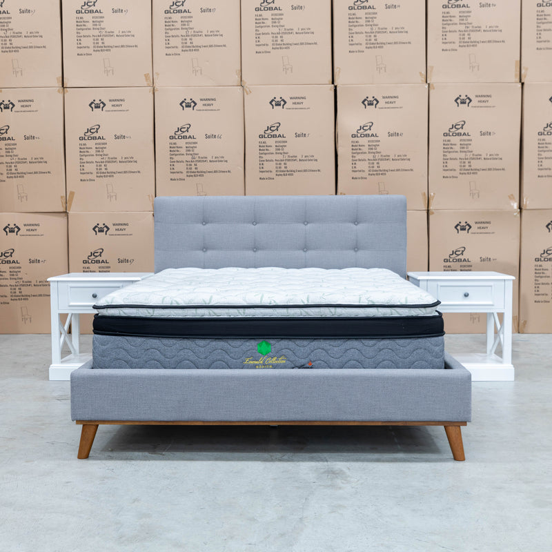 The Bailey Queen Upholstered Bed - Grey available to purchase from Warehouse Furniture Clearance at our next sale event.