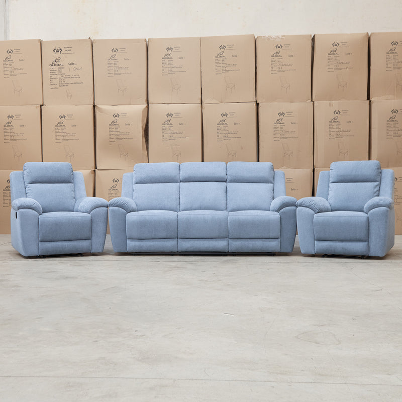 The Bari Three Seat Recliner Lounge - Smoke available to purchase from Warehouse Furniture Clearance at our next sale event.