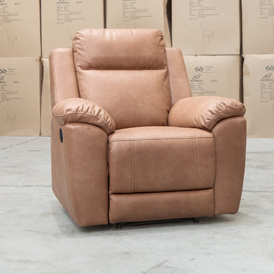 The Bari Single Recliner - Tan available to purchase from Warehouse Furniture Clearance at our next sale event.