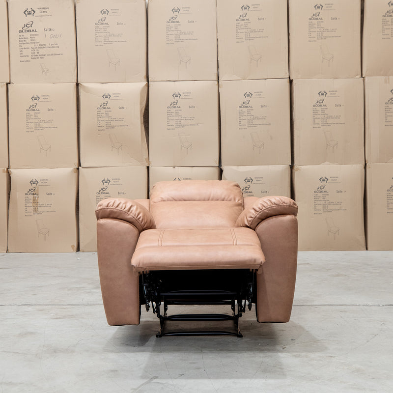 The Bari Single Recliner - Tan available to purchase from Warehouse Furniture Clearance at our next sale event.