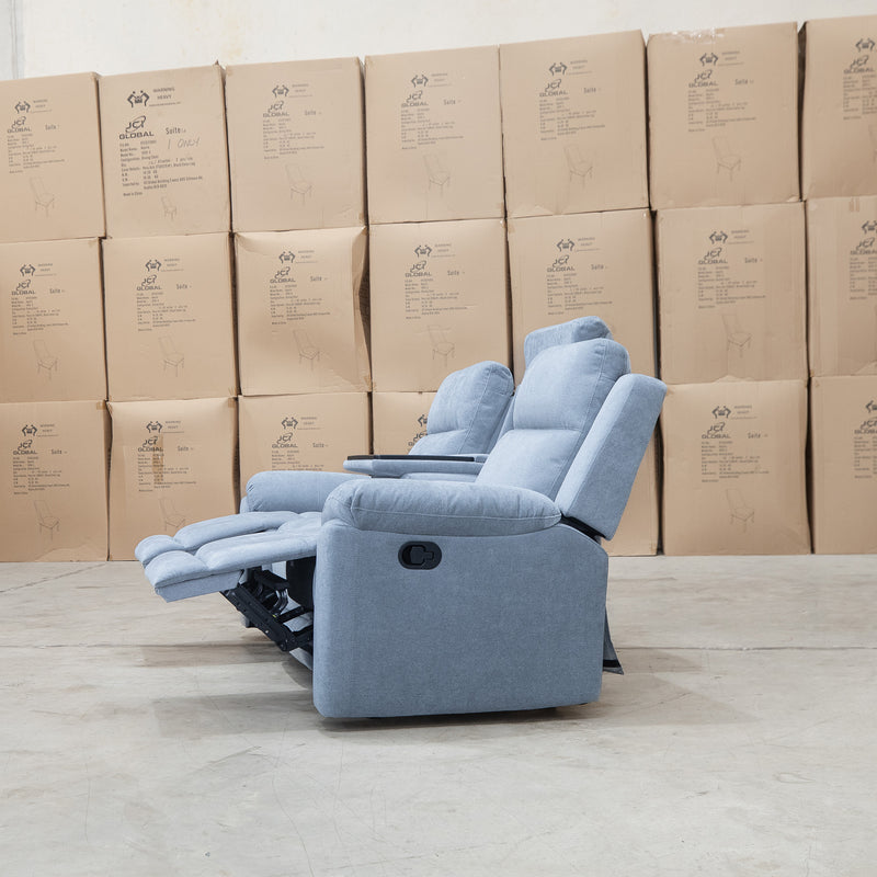The Bari Three Seat Recliner Lounge - Smoke available to purchase from Warehouse Furniture Clearance at our next sale event.