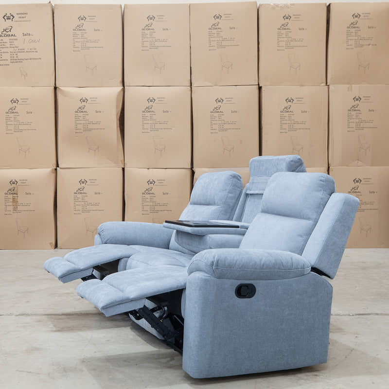 The Bari Three Seat Recliner Lounge - Smoke available to purchase from Warehouse Furniture Clearance at our next sale event.
