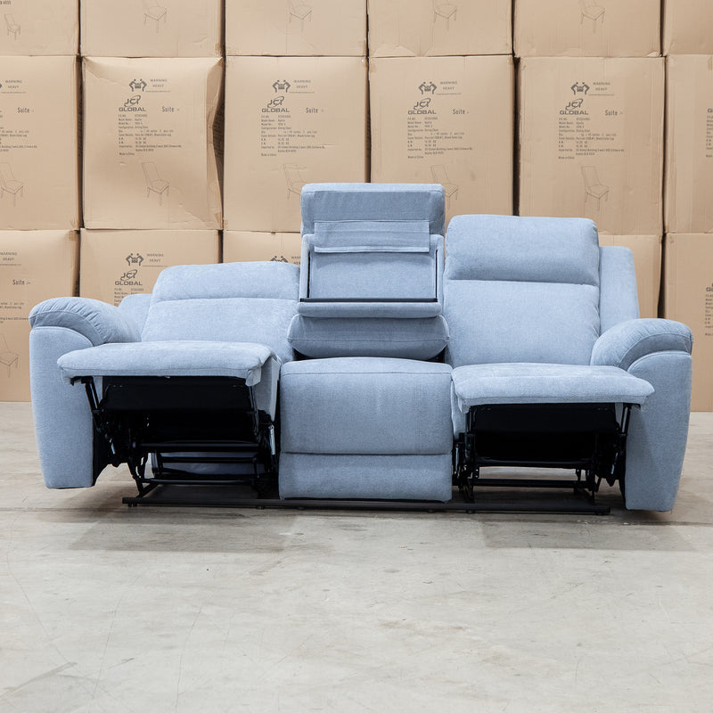 The Bari Three Seat Recliner Lounge - Smoke available to purchase from Warehouse Furniture Clearance at our next sale event.