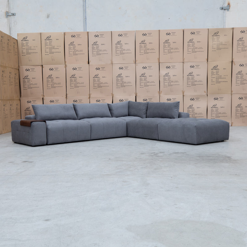 The Barles Modular Corner Lounge with Ottoman - Ash available to purchase from Warehouse Furniture Clearance at our next sale event.