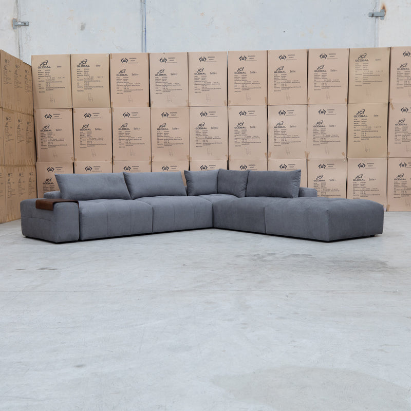 The Barles Modular Corner Lounge with Ottoman - Ash available to purchase from Warehouse Furniture Clearance at our next sale event.