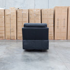 The Bayview Single Manual Leather Recliner - Black available to purchase from Warehouse Furniture Clearance at our next sale event.