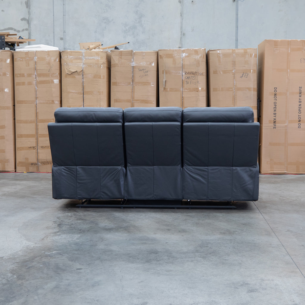 The Bayview Three Seat Manual Leather Recliner Lounge - Black available to purchase from Warehouse Furniture Clearance at our next sale event.