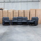 The Bayview Single Manual Leather Recliner - Black available to purchase from Warehouse Furniture Clearance at our next sale event.