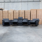 The Bayview Three Seat Manual Leather Recliner Lounge - Black available to purchase from Warehouse Furniture Clearance at our next sale event.