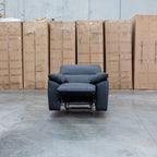 The Bayview Single Electric Leather Recliner - Black available to purchase from Warehouse Furniture Clearance at our next sale event.
