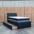 The York King Single Fabric Trundle Bed - Charcoal (Reversible Trundle)
