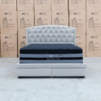 The Emily Double Fabric Storage Bed – Oat White available to purchase from Warehouse Furniture Clearance at our next sale event.