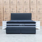 The Hayman Gas Lift & Drawer Storage Queen Bed - Charcoal available to purchase from Warehouse Furniture Clearance at our next sale event.