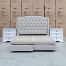 The Emily Double Fabric Storage Bed – Oat White available to purchase from Warehouse Furniture Clearance at our next sale event.