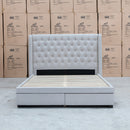 The Amie King Fabric Storage Bed - Oat White available to purchase from Warehouse Furniture Clearance at our next sale event.