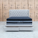 The Amie King Fabric Storage Bed - Oat White available to purchase from Warehouse Furniture Clearance at our next sale event.