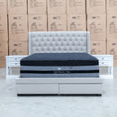 The Amie Queen Fabric Storage Bed – Oat White available to purchase from Warehouse Furniture Clearance at our next sale event.