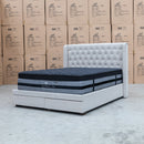 The Amie King Fabric Storage Bed - Oat White available to purchase from Warehouse Furniture Clearance at our next sale event.