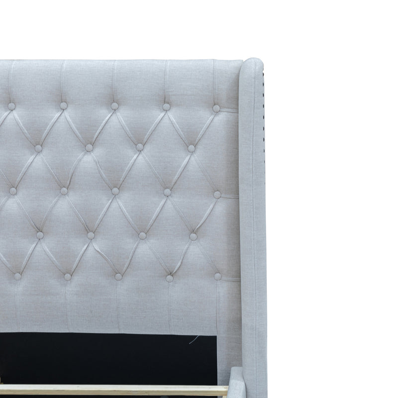 The Amie Queen Fabric Storage Bed – Oat White