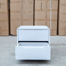 The Aston Two Drawer White Ash Bedside - White available to purchase from Warehouse Furniture Clearance at our next sale event.