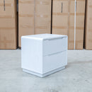 The Aston Two Drawer White Ash Bedside - White available to purchase from Warehouse Furniture Clearance at our next sale event.