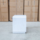 The Aston Two Drawer White Ash Bedside - White available to purchase from Warehouse Furniture Clearance at our next sale event.