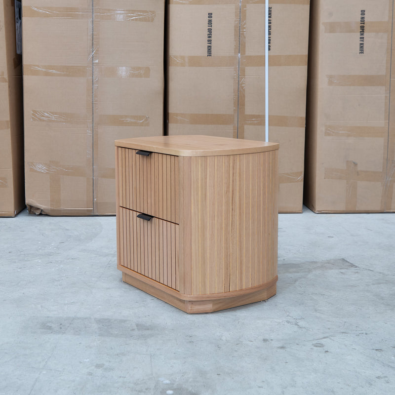 The Bentley Curved Two Drawer Australian Messmate Hardwood Bedside