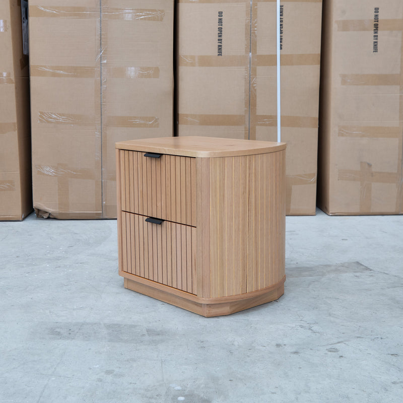 The Bentley Curved Two Drawer Australian Messmate Hardwood Bedside