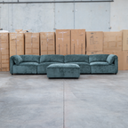 The Bellagio Deep Seat Modular Corner Lounge with Ottoman - Olive available to purchase from Warehouse Furniture Clearance at our next sale event.
