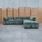 The Bellagio Deep Seat Modular Corner Lounge with Ottoman - Olive available to purchase from Warehouse Furniture Clearance at our next sale event.