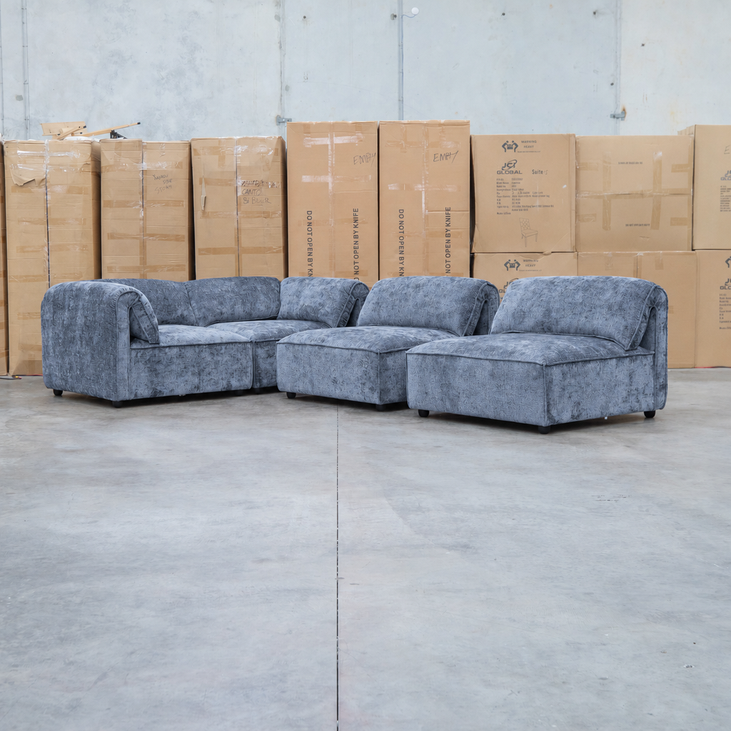 The Bellagio Deep Seat Modular Corner Lounge with Ottoman - Charcoal available to purchase from Warehouse Furniture Clearance at our next sale event.