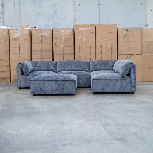 The Bellagio Deep Seat Modular Corner Lounge with Ottoman - Charcoal available to purchase from Warehouse Furniture Clearance at our next sale event.
