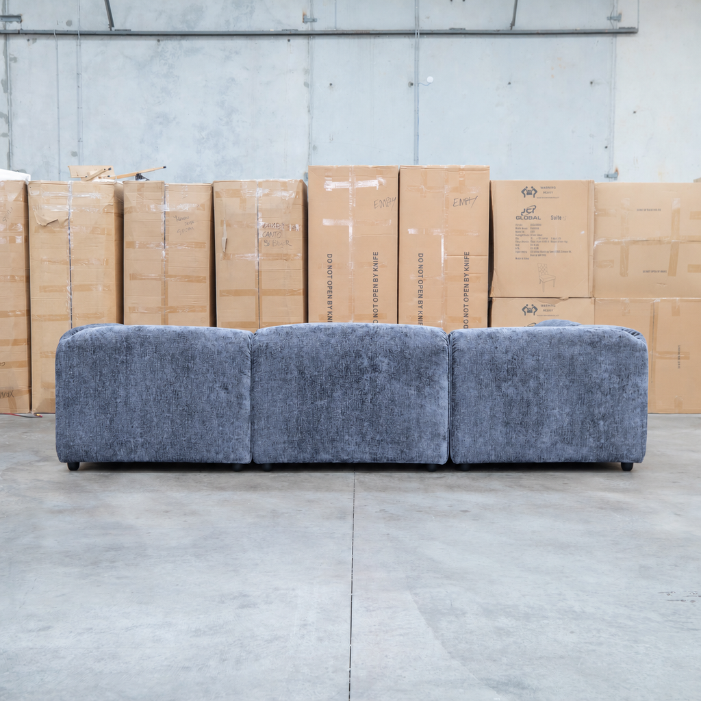 The Bellagio Deep Seat Modular Corner Lounge with Ottoman - Charcoal available to purchase from Warehouse Furniture Clearance at our next sale event.