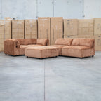 The Bellagio Deep Seat Modular Corner Lounge with Ottoman - Rust available to purchase from Warehouse Furniture Clearance at our next sale event.
